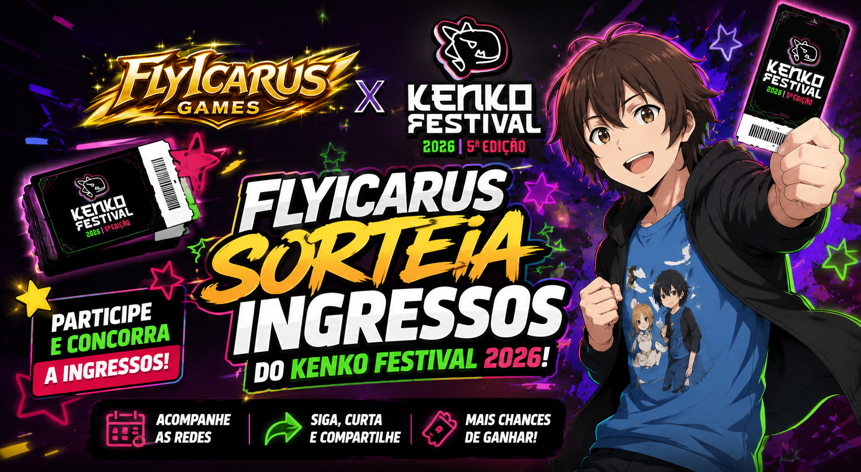 FlyIcarusGames sorteia ingressos do Kenko Festival 2026